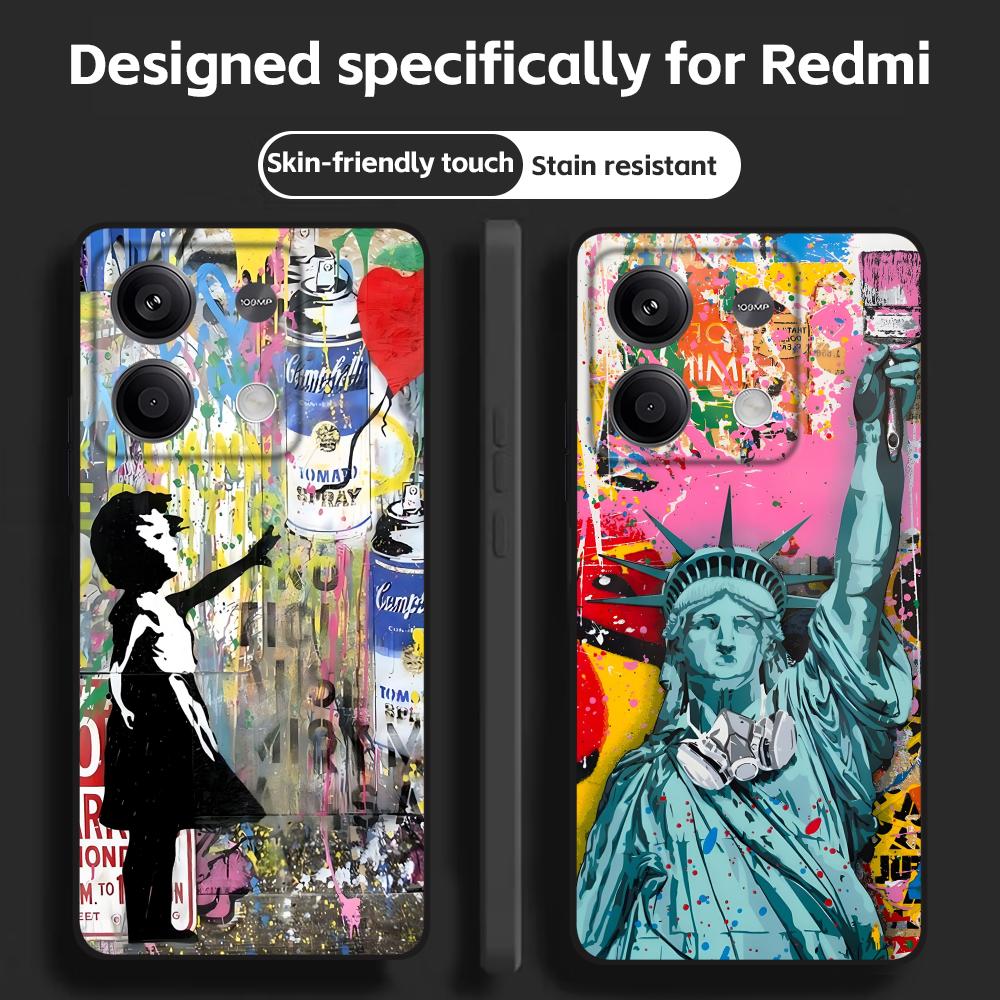 Xiaomi Redmi Note 14 - Banksy Graffiti Art funda de teléfono